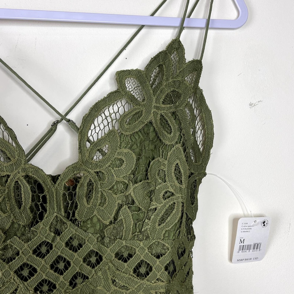Free People Green Olive Sparrow Adella Camisole NWT Size Medium - Picture 4 of 9
